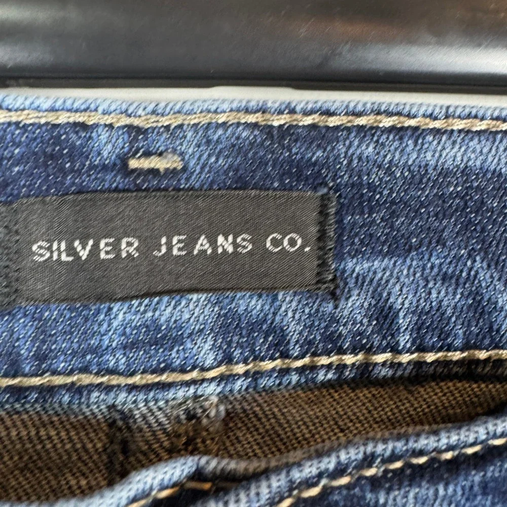 Silver Jeans Co Mens‎ 31x32 Actual L31 Zac Straight Leg Denim Medium Wash Grunge